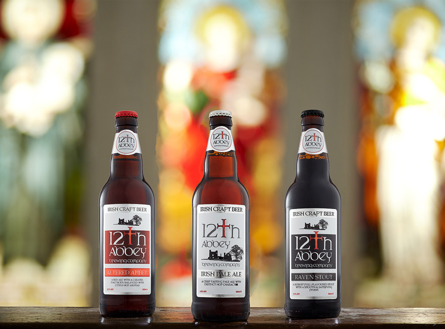 12th Abbey – Pale Ale, Amber Ale and Stout Beer Bottle Label Design