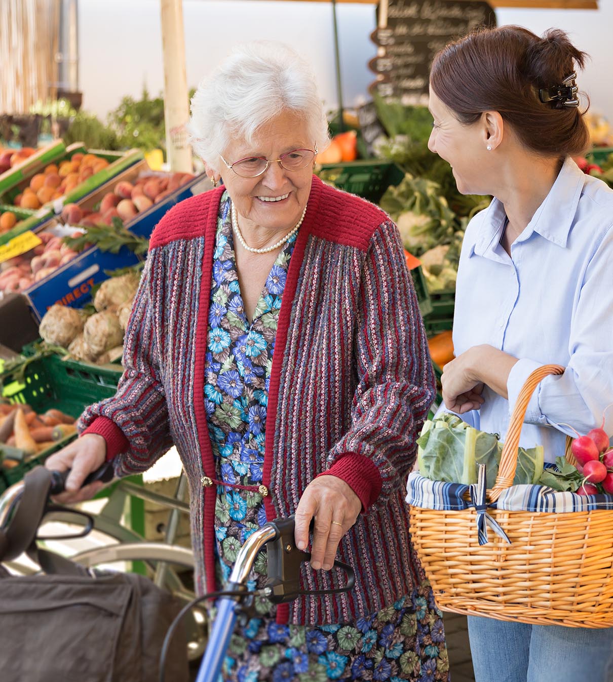 Assisted living - senior woman with caregiver shopping